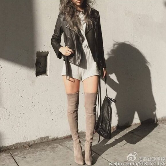 Stuart Weitzman Tiemodel Suede Over-the-knee Boots In Taupe - NWT/NIB - Picture 1 of 16